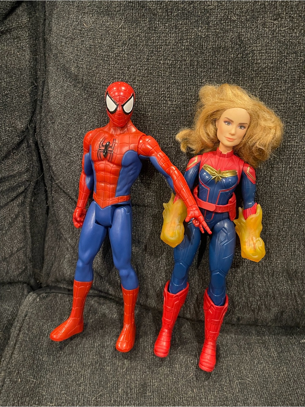 Marvel Spider-Man & Captain Marvel Figures - Red, Blue & Yellow